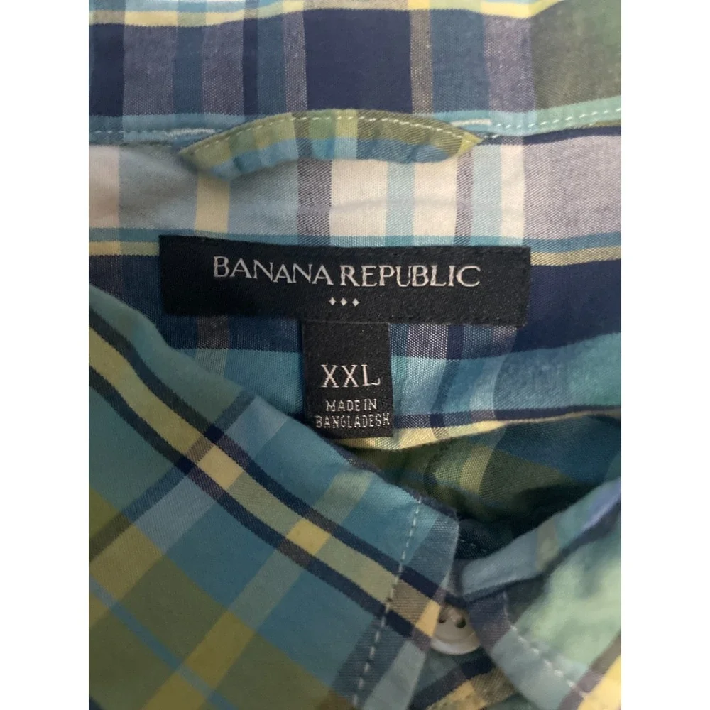 Banana Republic  Short Sleeve  Shirt Men's  Size XXL  Plaid Preppy‎  Casual